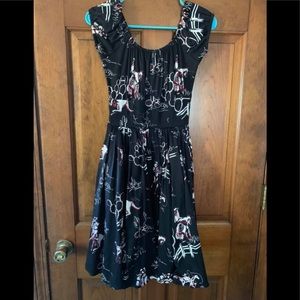 Pinup Girl Clothing Peasant Dress in Cowboy Print